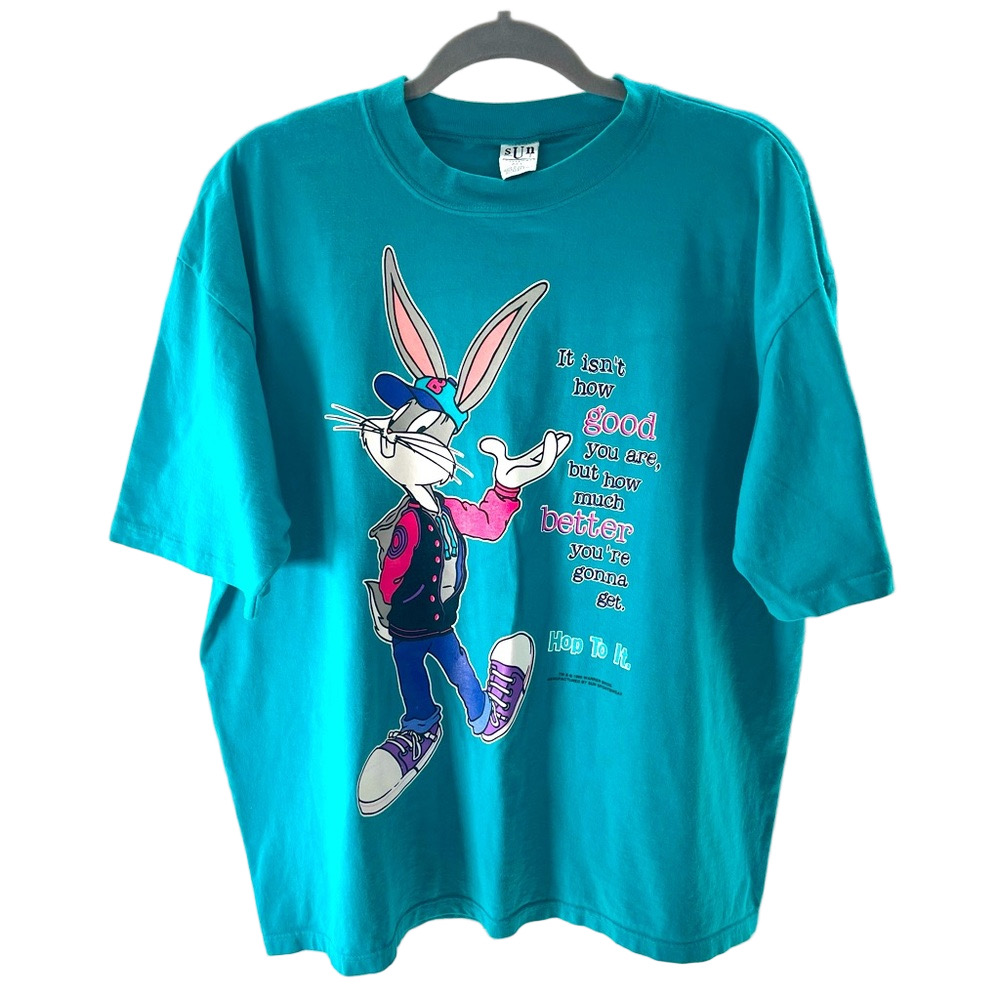 Vintage 90’s Bugs Bunny Positive Bright Turquoise oversized Tee M/L